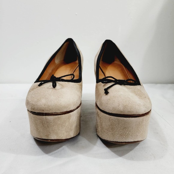 Anthropologie x Leifsdottir Jenni Platform Suede Ballet Flat Beige 3.75” Size 40 - Picture 16 of 16